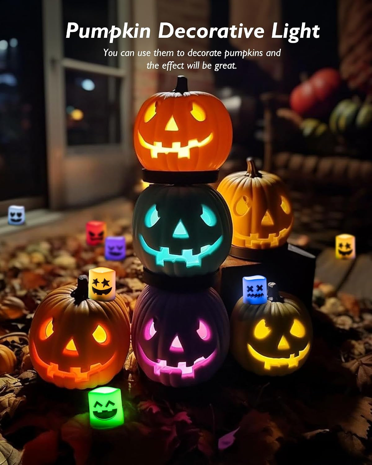 24Pack Color Changing Halloween Flameless Candles, 200+ Hours LED Votive Candles, Battery Operated Tea Lights for Pumpkin, Party, Christmas Decor (Batteries Included)