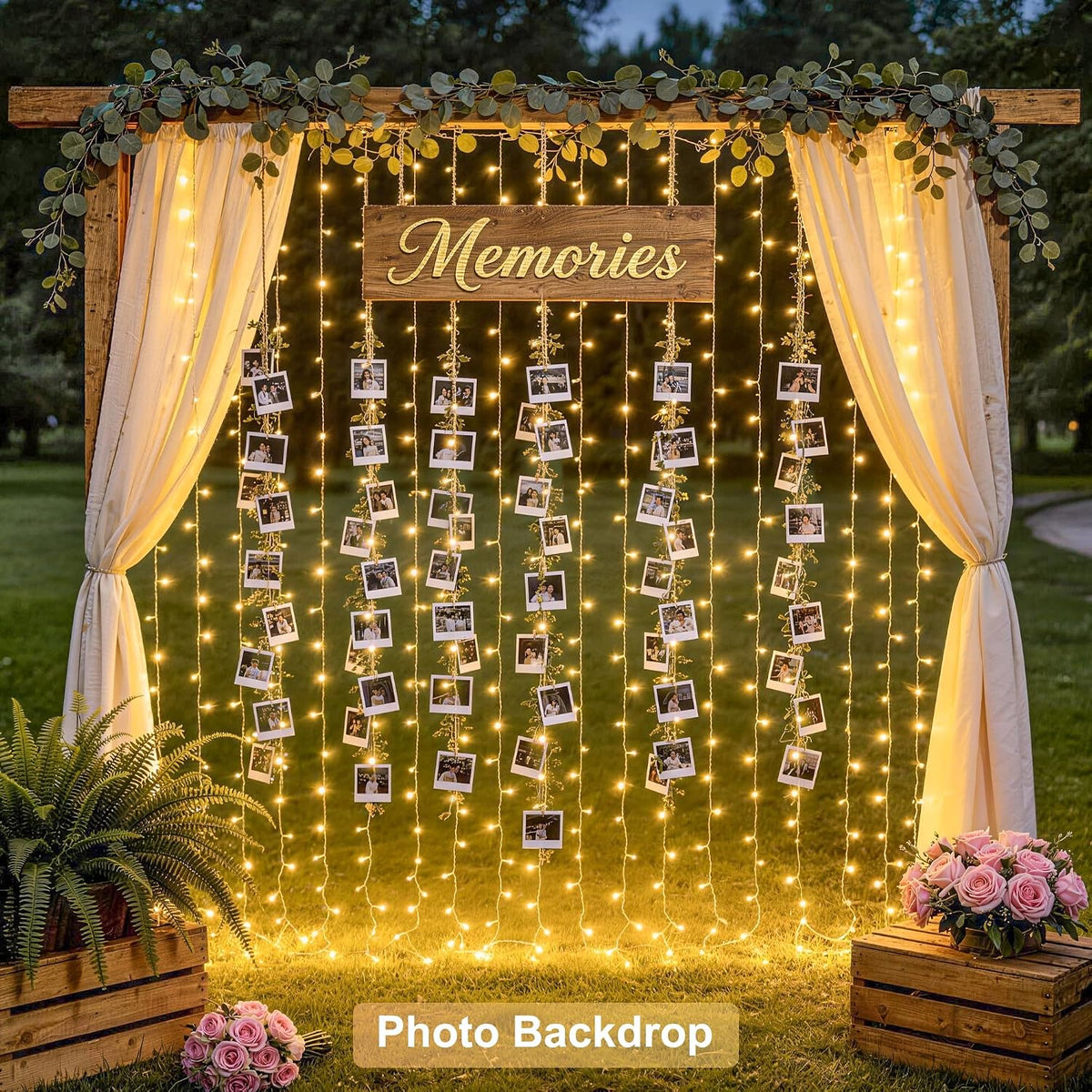 300 LED Remote Control Curtain Lights, Plug in Fairy Curtain Lights Outdoor, Window Wall Hanging String Lights for Bedroom Indoor Dorm Backdrop Wedding Party Patio Christmas Decor, Warm White