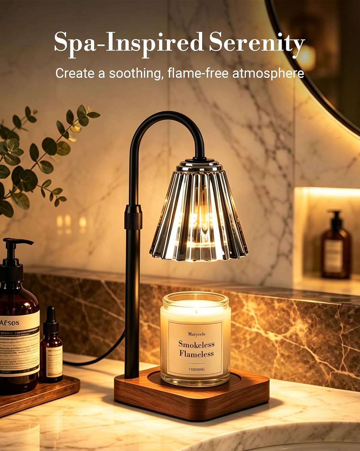 Vintage Candle Warmer Lamp with Timer Dimmer, Adjustable Height | Vintage Farmhouse Style with 2 Bulbs, Adjustable Height, Timer and Dimmer for Flameless Fragrance in Bedroom or Home Gifts