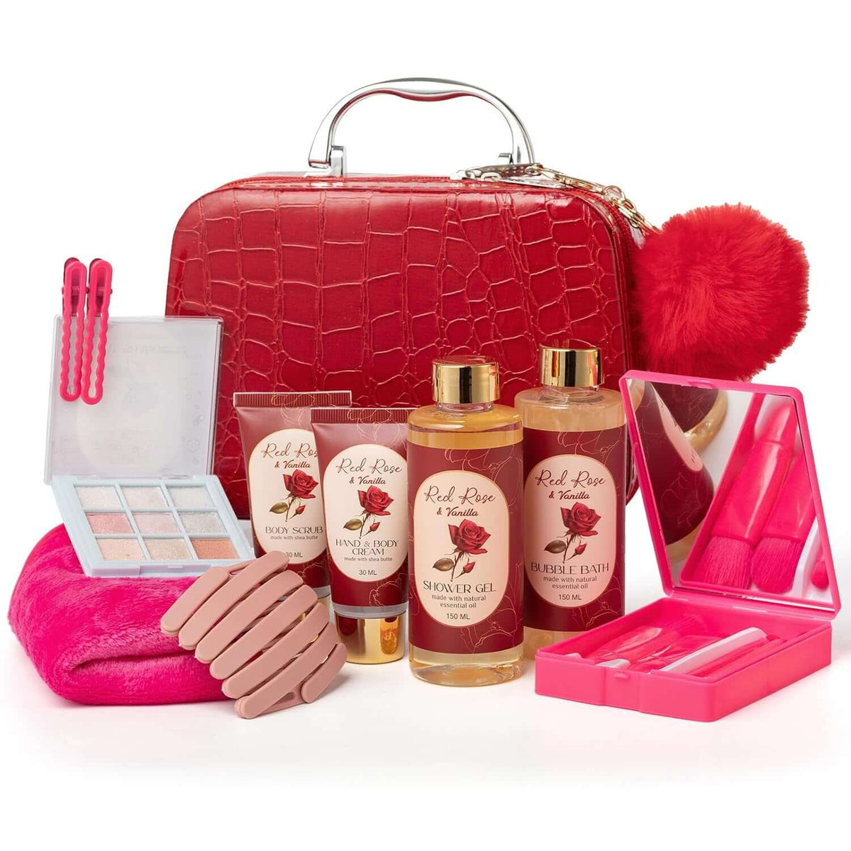 Bath Spa Gift Basket for Women, Rose Vanilla Scent | Birthday Gift