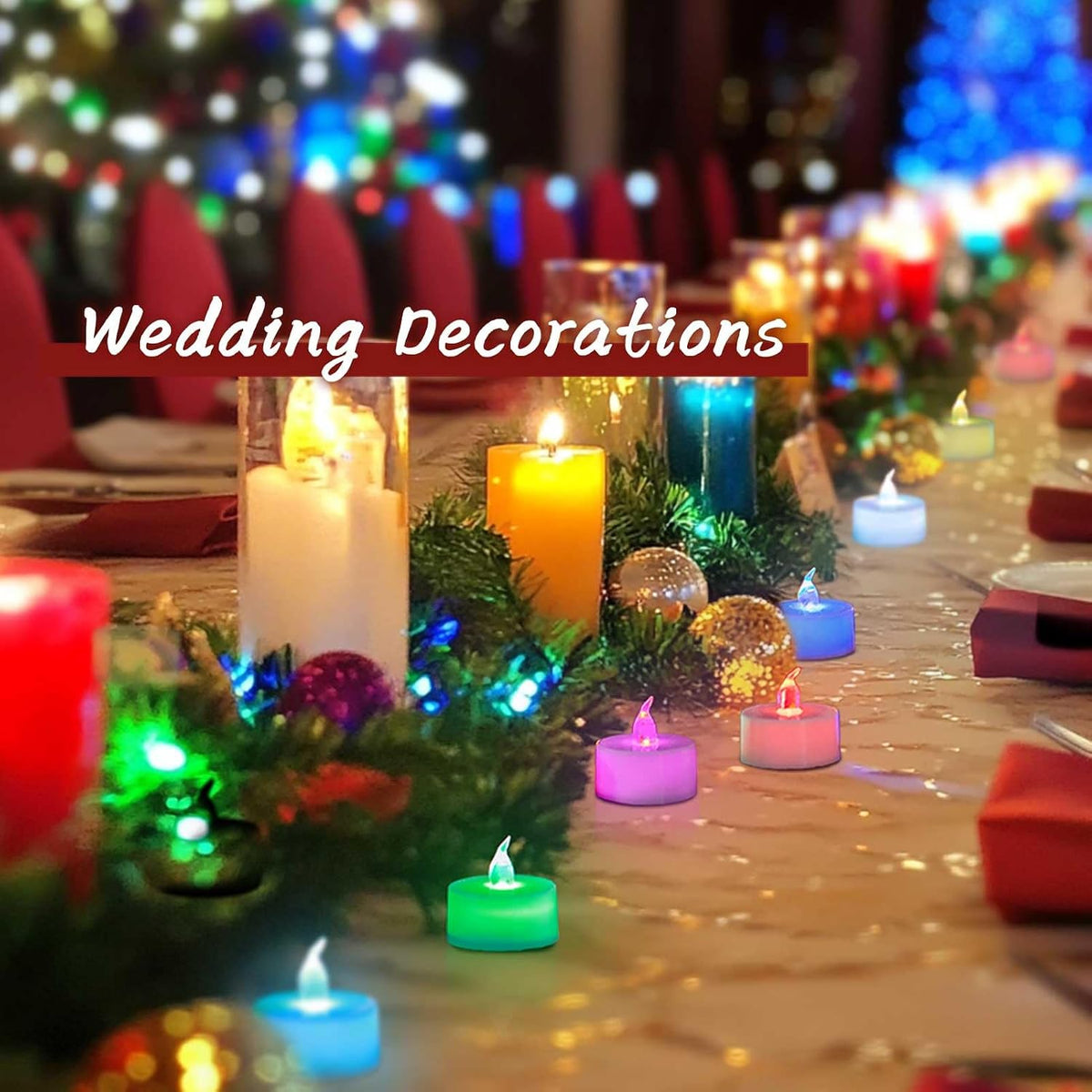 24 Pack LED Tea Lights Candles, 7 Color Changing Flameless Candles (Multi-Color -24Pcs)