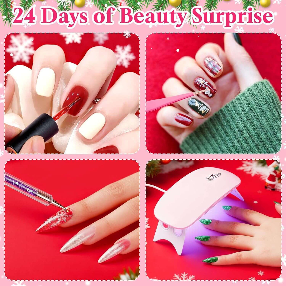 Nail Polish Advent Calendar 2026, Gel Nail Advent Calendar 24 Days Include Nail Polish Kit with UV Light 37 Pcs, Christmas Beauty Advent Calendar for Women, Teen Girls, Mother and Daughter