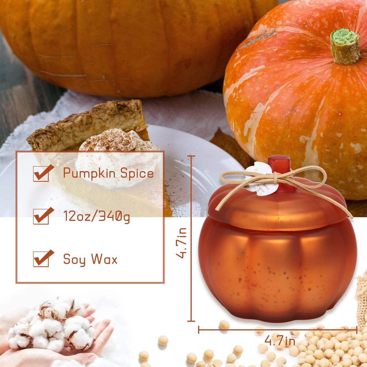 Fall Pumpkins Shaped Candle, Pumpkin Spice Scented Candle | Pumpkin Candles for Fall Table Centerpiece, Farmhouse Thanksgiving Candles for Autumn Home Decor